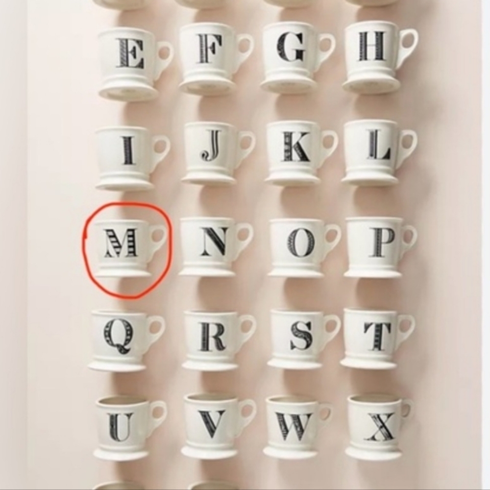 Anthropologie Monogram Initial Letter M Coffee Tea Mug - Picture 2 of 9